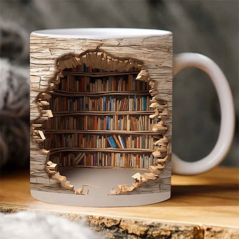 🔥¡Gran oferta 2023!🔥Hatmeo™ Taza de café de cerámica con efecto visual de estantería 3D