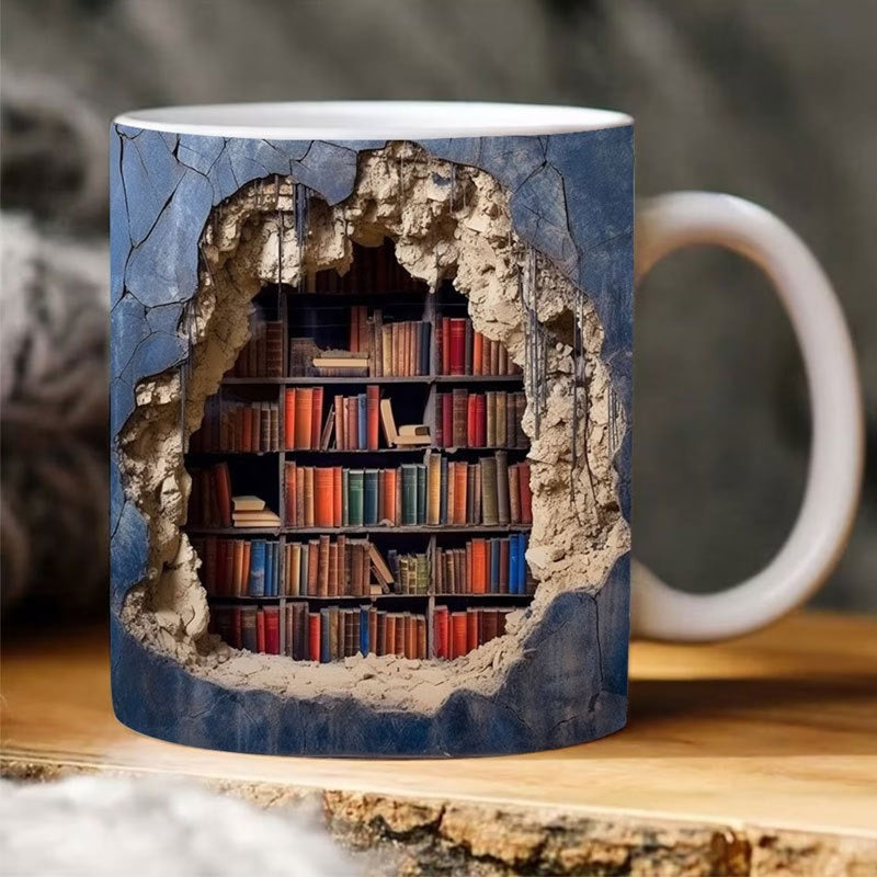 🔥¡Gran oferta 2023!🔥Hatmeo™ Taza de café de cerámica con efecto visual de estantería 3D