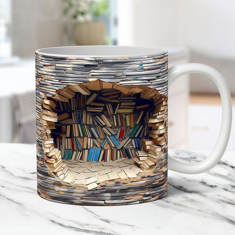 🔥¡Gran oferta 2023!🔥Hatmeo™ Taza de café de cerámica con efecto visual de estantería 3D