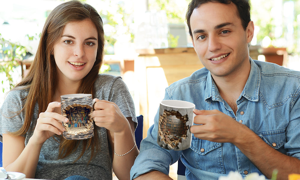 🔥¡Gran oferta 2023!🔥Hatmeo™ Taza de café de cerámica con efecto visual de estantería 3D