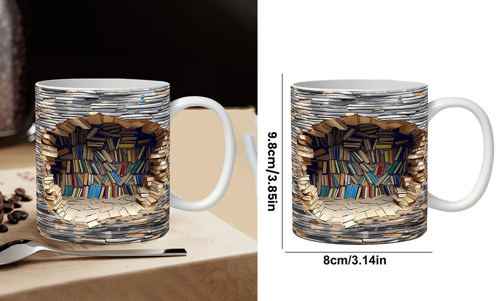 🔥¡Gran oferta 2023!🔥Hatmeo™ Taza de café de cerámica con efecto visual de estantería 3D