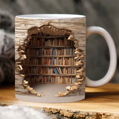 🔥¡Gran oferta 2023!🔥Hatmeo™  Taza de café de cerámica con efecto visual de estantería 3D