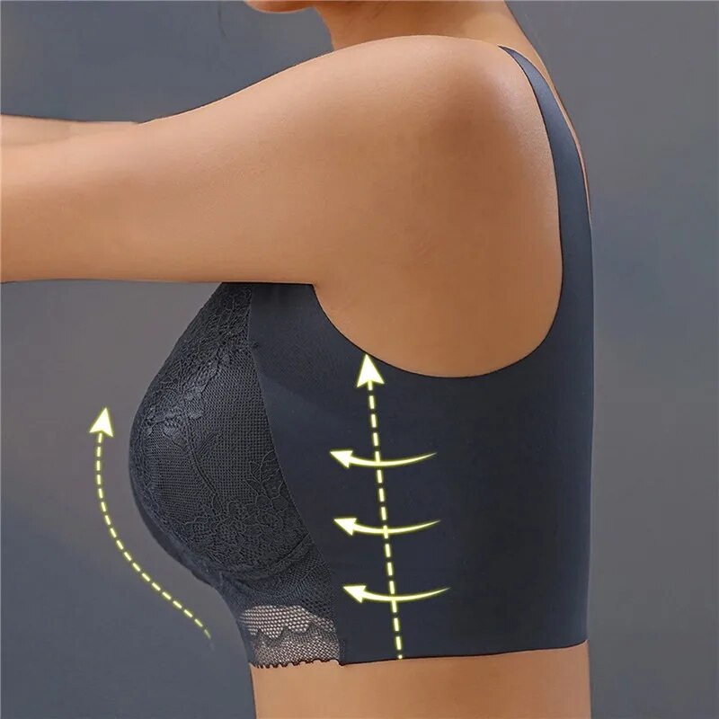 Sujetador Para Mujer Con Copas Firmes, Fruncido, Pecho Envuelto, Sin Aro De Acero-BH62