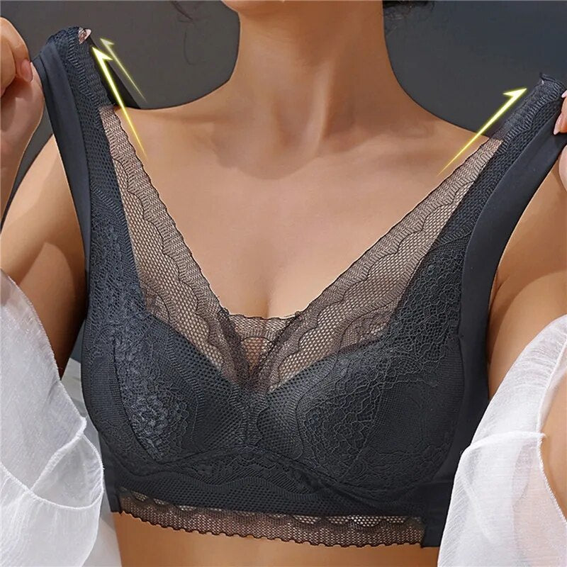 Sujetador Para Mujer Con Copas Firmes, Fruncido, Pecho Envuelto, Sin Aro De Acero-BH62