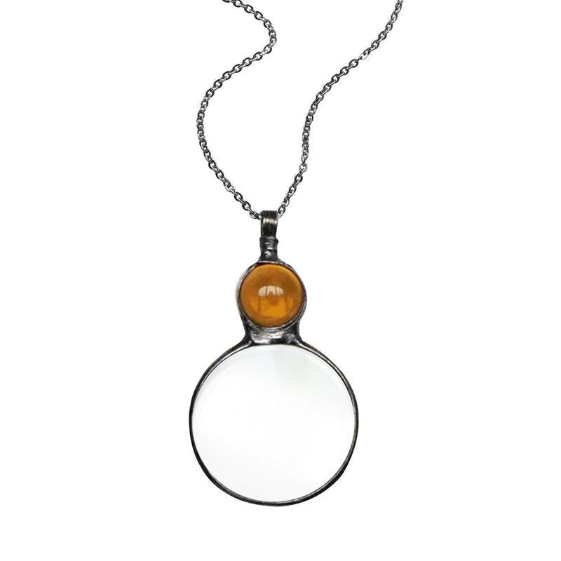 Magnifier Round Reading Magnifying Glass Lens Pendant Chain Necklace Fashion Mother's Day Gift Jewelry Decoration