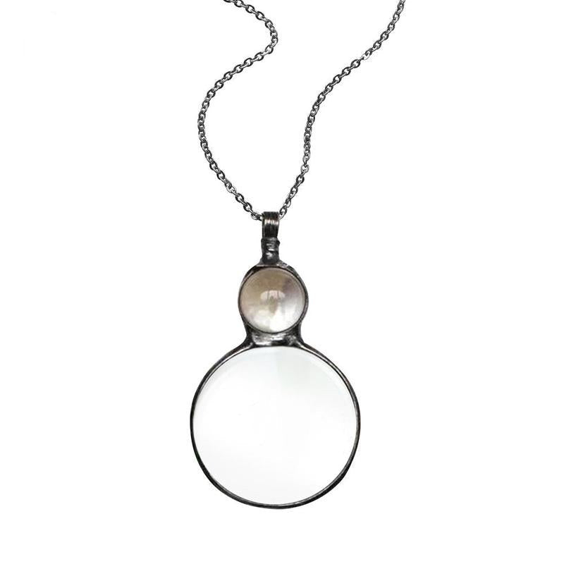 Magnifier Round Reading Magnifying Glass Lens Pendant Chain Necklace Fashion Mother's Day Gift Jewelry Decoration