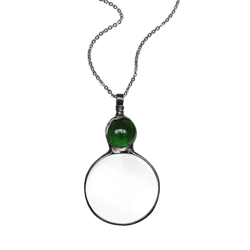 Magnifier Round Reading Magnifying Glass Lens Pendant Chain Necklace Fashion Mother's Day Gift Jewelry Decoration