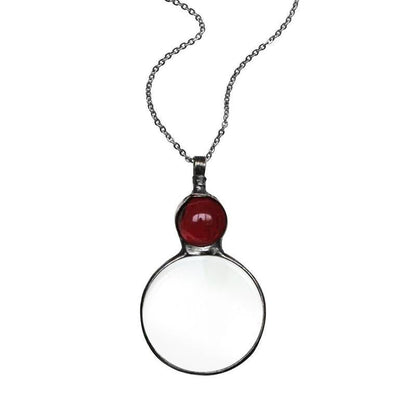 Magnifier Round Reading Magnifying Glass Lens Pendant Chain Necklace Fashion Mother's Day Gift Jewelry Decoration