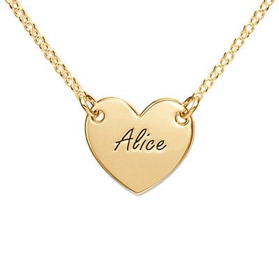 Engraved heart necklace with 18 karat gold plating for teenagers-BT122